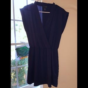 AQUA M Navy Blue Pleated Dress